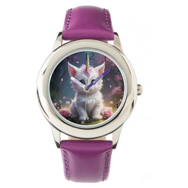 "Sparkle Paws: The Enchanting Unicorn Kitten" Watch (Front)