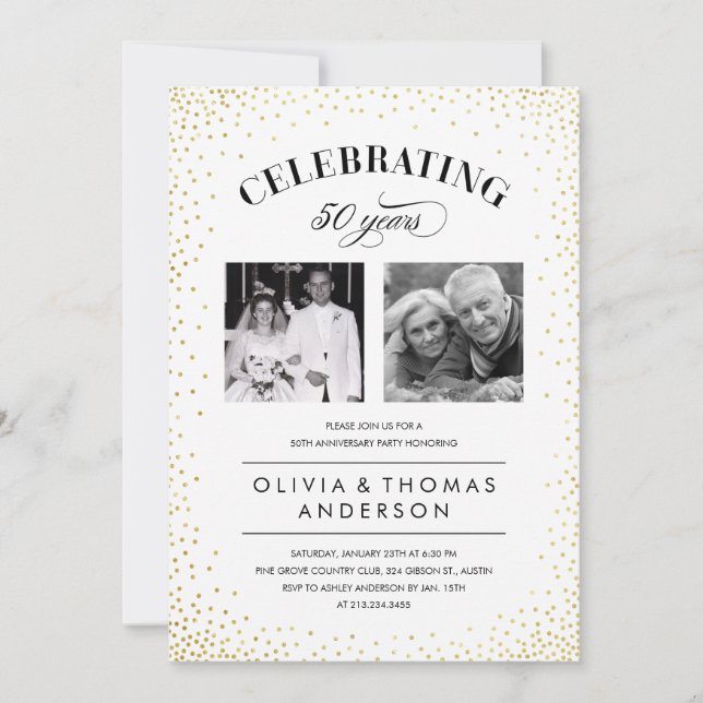 Sparkle Photo Wedding Anniversary Invitations (Front)
