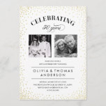 Sparkle Photo Wedding Anniversary Invitations<br><div class="desc">Wedding anniversary invitations with a white and gold and white design.  Upload two photos and customise the wording.</div>