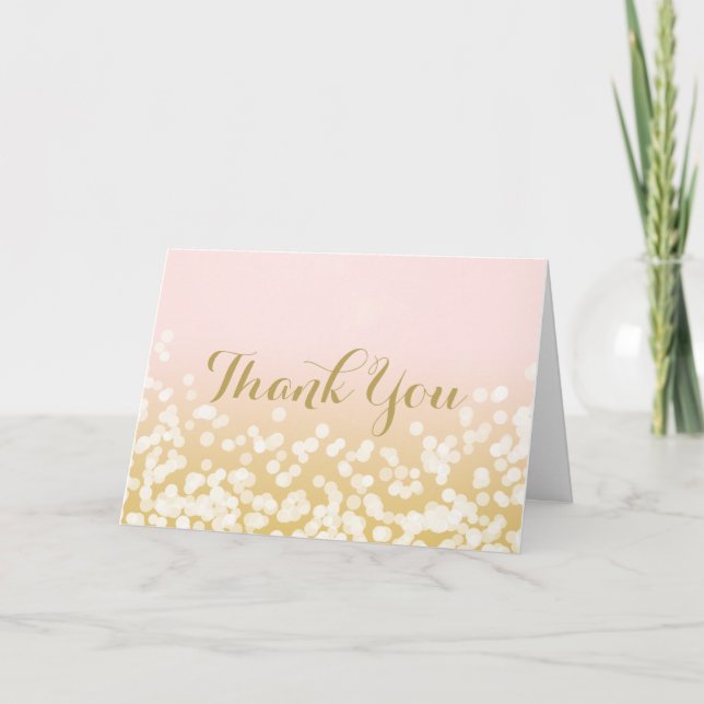 Sparkle Pink and Gold Thank You Card (Front)