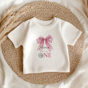 Sparkle Pink Coquette Bow 1st Baby T-Shirt