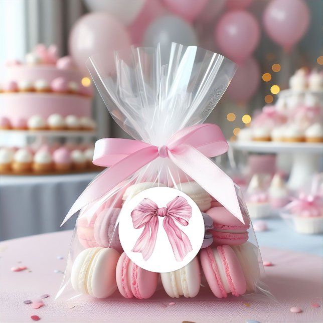 Sparkle Pink Coquette Bow 1st Classic Round Sticker (Creator Uploaded)