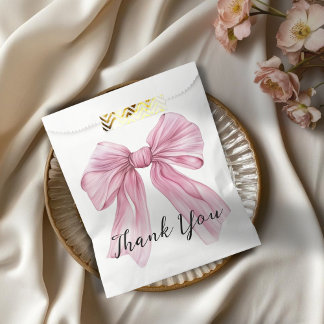 Sparkle Pink Coquette Bow 1st Favour Bag