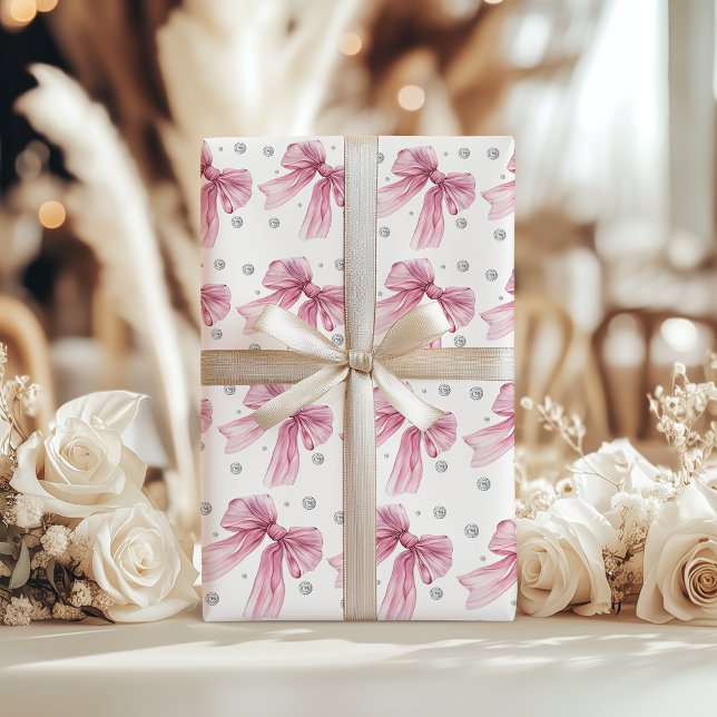 Sparkle Pink Coquette Bow 1st Wrapping Paper (Creator Uploaded)