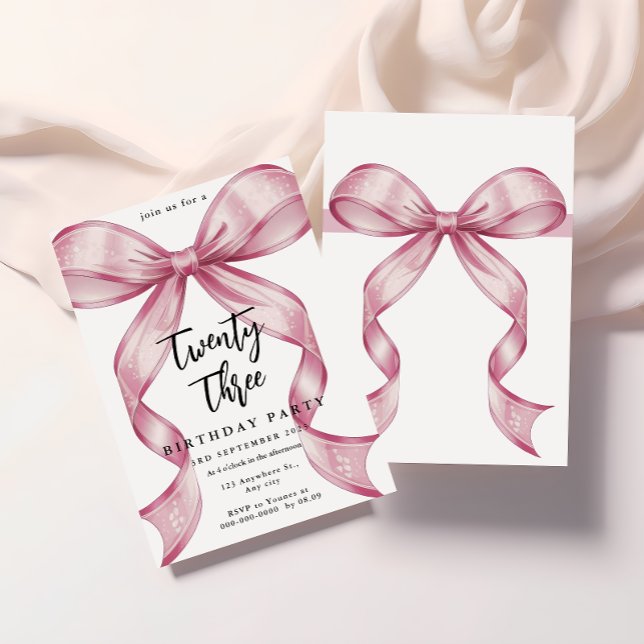 Sparkle Pink Coquette Bow Birthday Invitation (Creator Uploaded)