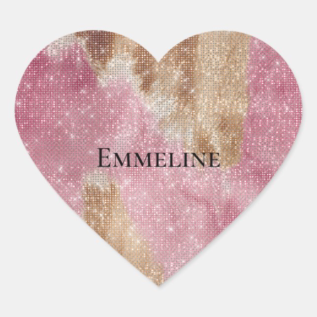 Sparkle Pink Cream Gold Cowgirl Cowhide   Heart Sticker (Front)