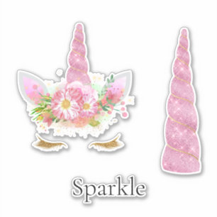 Sparkle Pink Gold Glam Stars Unicorn Birthday
