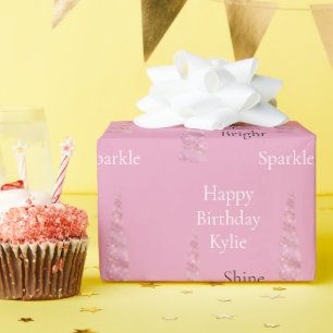 Sparkle Pink Gold Glam Unicorn Birthday Wrapping Paper
