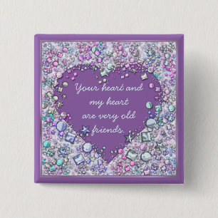 Sparkle precious gems heart quote 15 cm square badge