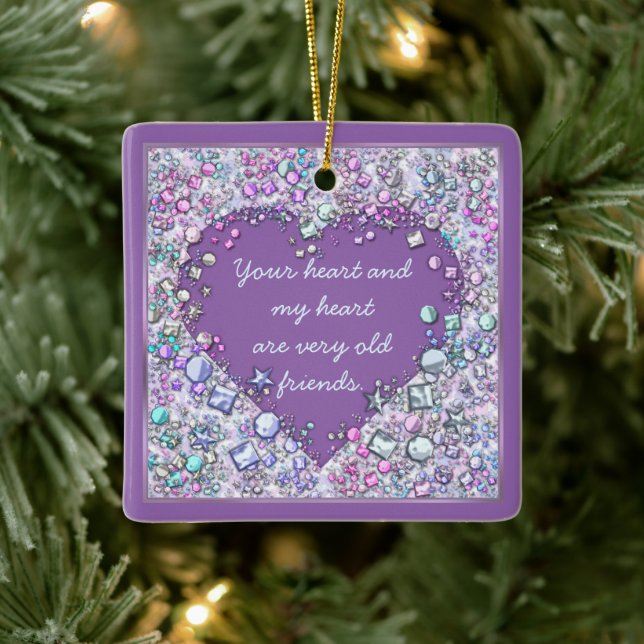 Sparkle precious gems heart quote ceramic ornament (Tree)
