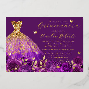 Sparkle Purple Dress Gold Floral Butterfly