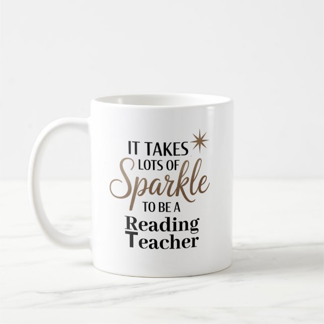 Sparkle Quote Gift for Reading Тeacher Coffee Mug (Left)