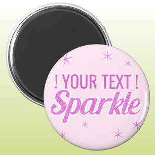 Sparkle quote glitter effect custom pink text magnet