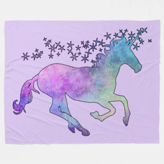 Sparkle rainbow fantasy unicorn silhouette fleece blanket