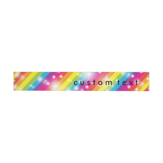 Sparkle Rainbow Glitter Striped Wrap Around Labels (Individual)