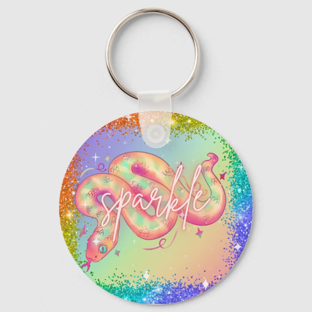 sparkle rainbow snake keychain (Front)