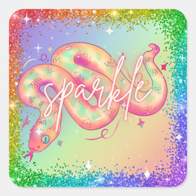 "Sparkle" Rainbow Snake Sticker (Front)