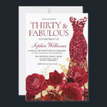 Sparkle Red Dress Roses Gold Leaf 30th Birthday Invitation<br><div class="desc">Sixty & Fabulous! Sparkle Red Dress Roses Gold Leaf 30th Birthday Invitation

See matching collection in Niche and Nest Store

Many thanks</div>
