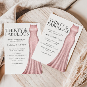 Sparkle Rose Gold Dress Womans 30th Birthday Party Invitation