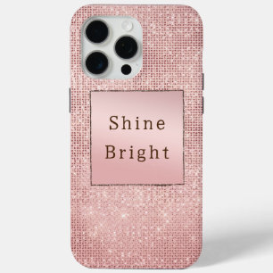 Sparkle Rose Gold Glam Brown Glitter  iPhone 15 Pro Max Case
