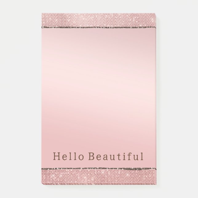 Sparkle Rose Gold Glam Brown Glitter  Post-it Notes (Front)