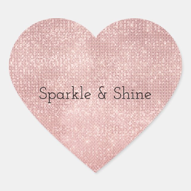 Sparkle Rose Gold Glam  Heart Sticker (Front)