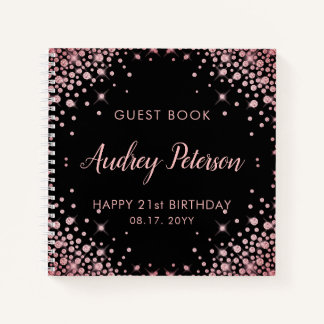 Sparkle Rose Gold Glitter 21st Birthday Guest Book