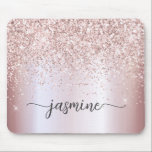 Sparkle Rose Gold Glitter Metallic Monogram Name  Mouse Pad<br><div class="desc">Girly Blush Rose Gold Glitter Glam Metallic Monogram Name Script Custom Personalised mousepad. These design featuring your first name in a pretty hand lettered style swash tail font typography on faux rose gold metallic foil with sparkle glitter border. These are easy to customise. Great stylish feminine gift for birthday, mother’s...</div>
