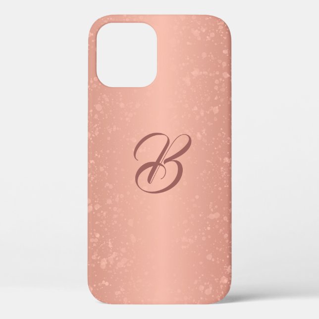 Sparkle Rose Gold Look Monogrammed iPhone Case (Back)