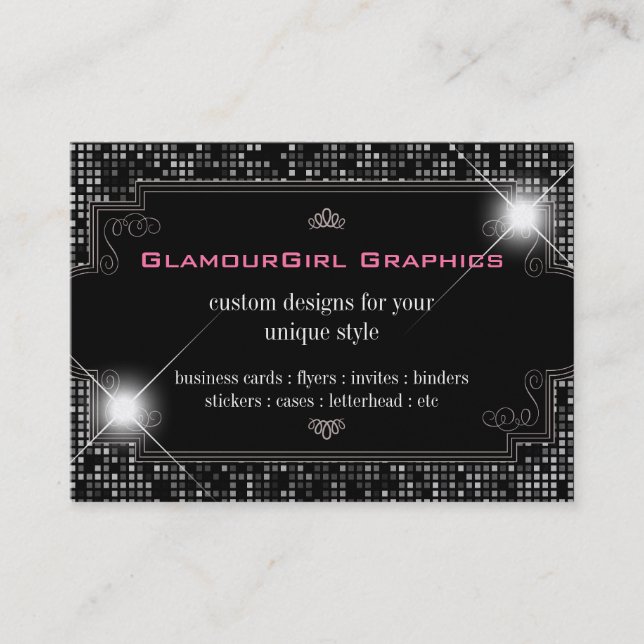 Sparkle & Shine Black Tile : Business Card (Front)