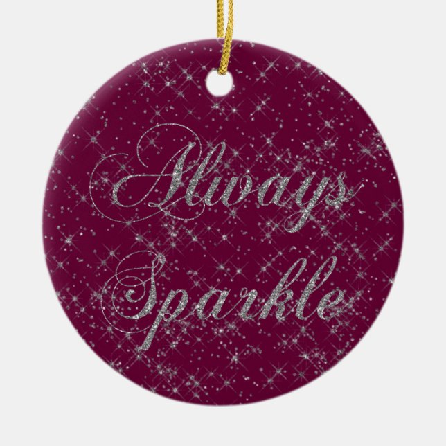 Sparkle Silver Glitter Ceramic Tree Decoration (Front)