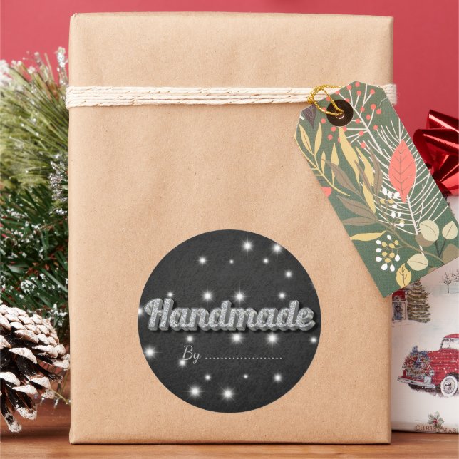 Sparkle Silver Glitter Handmade Gift Stickers (Holiday)