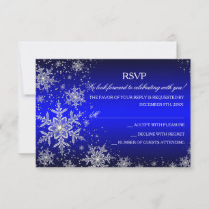 Sparkle Snowflake Blue Christmas Party RSVP Card