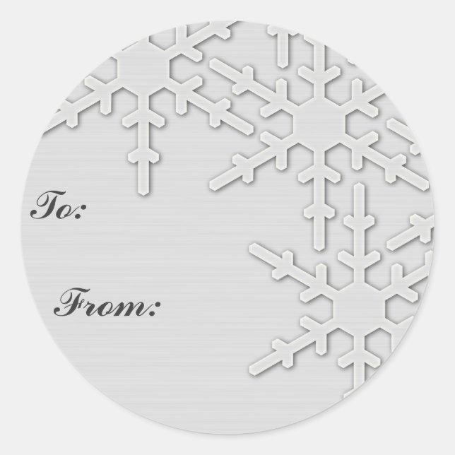Sparkle Snowflake Design Classic Round Sticker (Front)