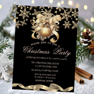 Sparkle Snowflakes Ball Bow Corporate Christmas  Invitation