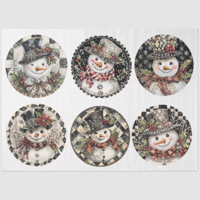 Sparkle Snowman Rounds Tissue Paper (Front)