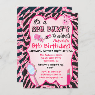 Sparkle Spa Birthday Party Invitations
