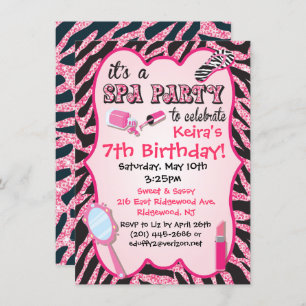 Sparkle Spa Birthday Party Invitations