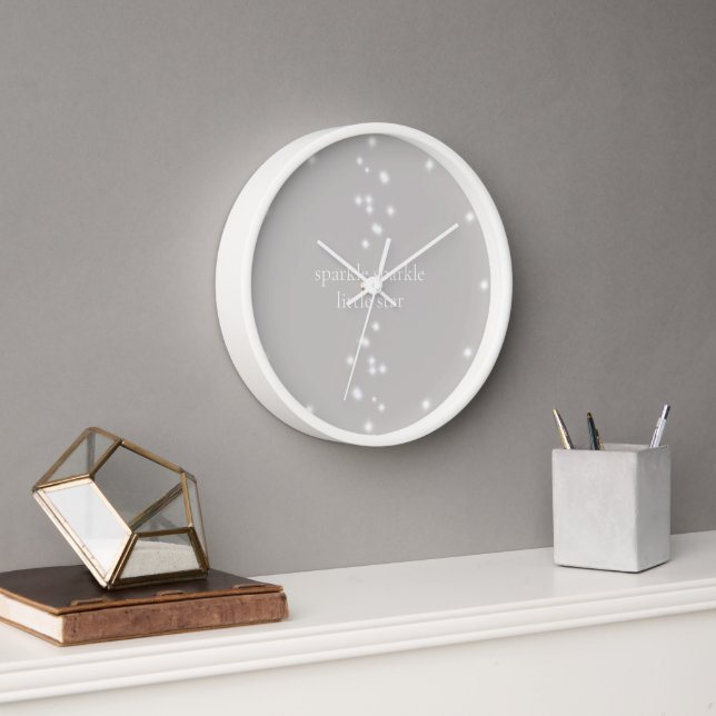 Sparkle Sparkle Little Star Silver Grey Starlight Clock (Office)