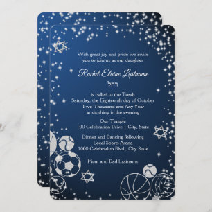 Sparkle Sports Bat Mitzvah Invitation