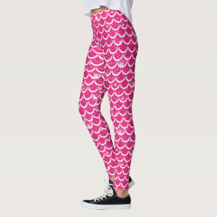 Sparkle Star Pink Mermaid Scale Fishtail Sea Leggings