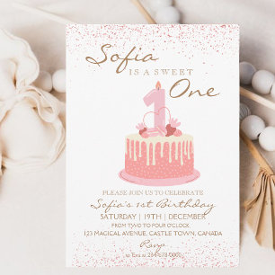 Sparkle Sweet One 1st Birthday Party Invitation