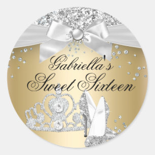 Sparkle Tiara Heels Gold Sweet 16 Sticker