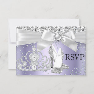 Sparkle Tiara & Heels Purple Sweet 16 RSVP Card