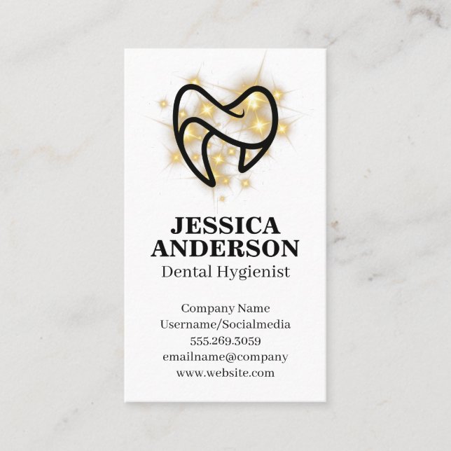 Sparkle Tooth Logo | Dentistry  Business Card (Front)