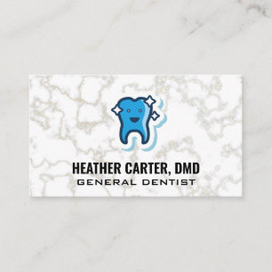 Sparkle Tooth Logo Marble Business Card