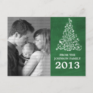 Sparkle Tree Chalkboard Photo Postcard, Green Postcard
