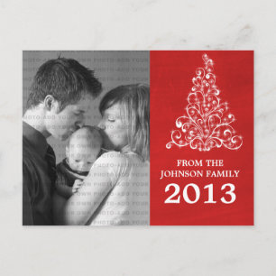 Sparkle Tree Chalkboard Photo Postcard, Red Postcard
