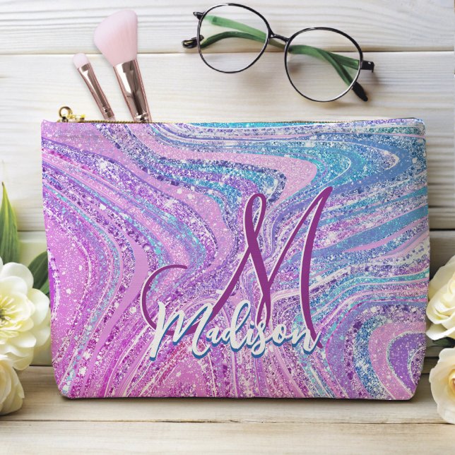 Sparkle unicorn rainbow girly marble art  accessory pouch (Creator Uploaded)