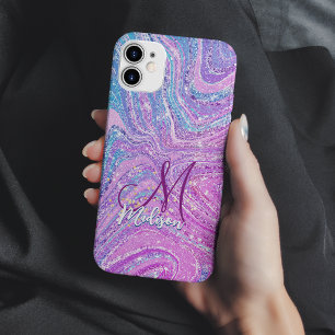 Sparkle unicorn rainbow girly marble art Case-Mate iPhone 14 case
